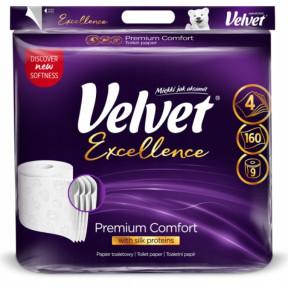 Velvet туалетний папір Excellence Premium, 9 рулонів